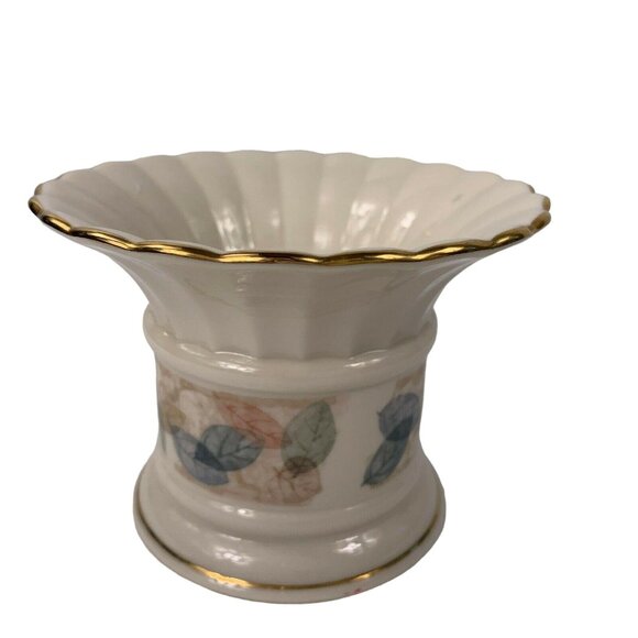 Lenox Natures Impressions Pillar Candle Holder Drifting Leaves USA 3 1/2 Inches - Picture 4 of 10